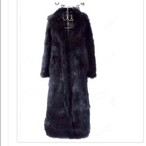Full length black faux fur jacket.Never been worn.